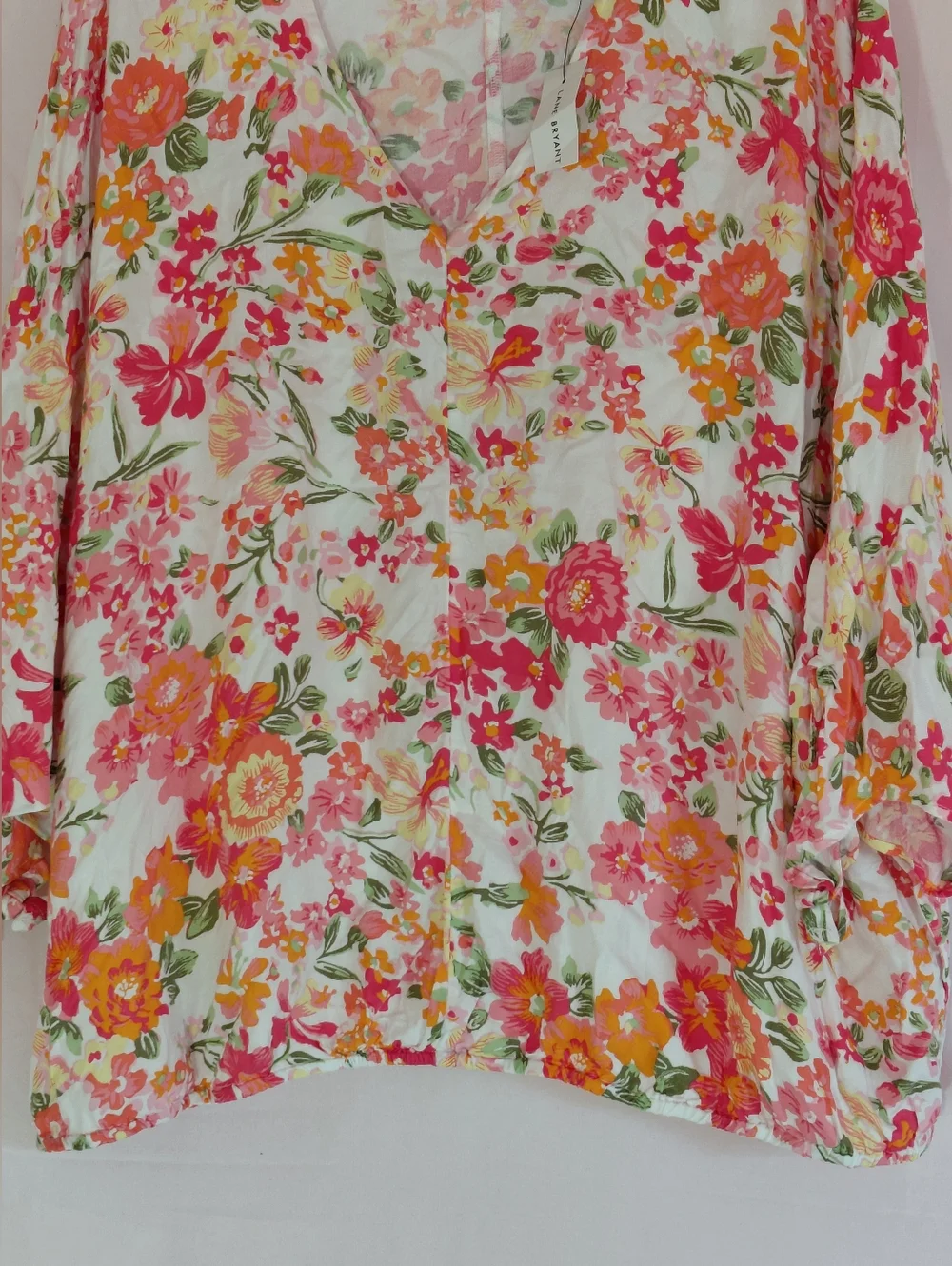 Lane Bryant Women's Plus Size 26/28 Floral V-Neck Blouse  Dolman Sleeve - Picture 2 of 11